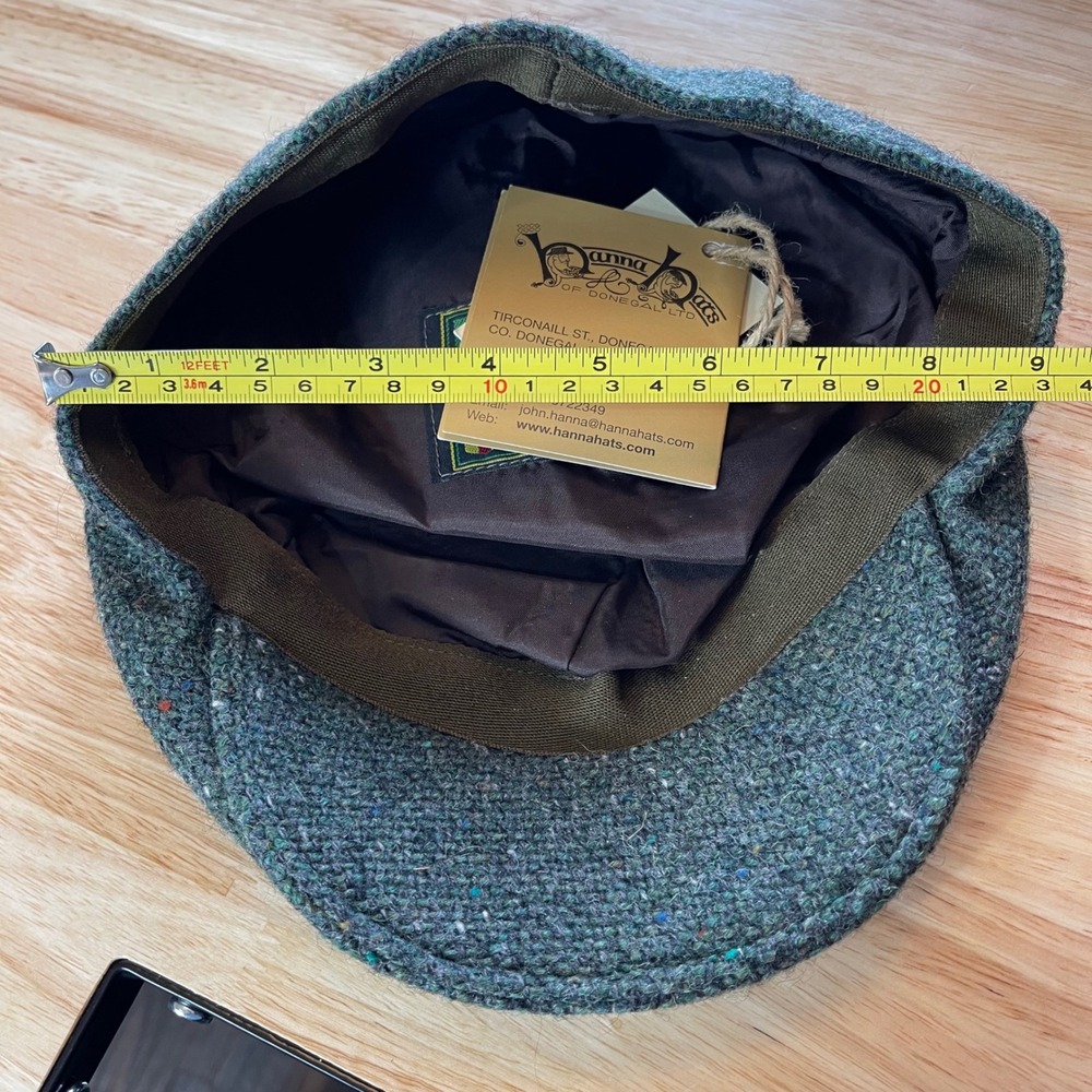 NWT Hanna Hats of Donegal Green Tweed Wool Flat Cap Jameson Ireland Mens Large - Picture 14 of 16